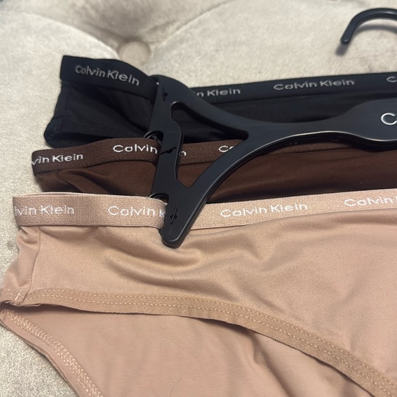 Calvin Klein nylon bikini panties, 3 pack, nude, brown and black, new - Picture 6 of 6